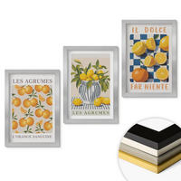 WANDBILDER 3er Set - 20x30 cm Silberner Rahmen - Retro gelbe Zitrusfrüchte - Silberfarben, Kunststoff (20/30cm) - ArtPrintCave