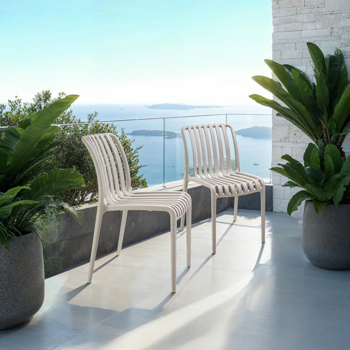 GARTENSTÜHLE Alcudia,47 x 58 x 80,5 cm, Belastbarkeit 110 kg,taupe - Taupe, Textil (47/80.5/58cm) - tectake