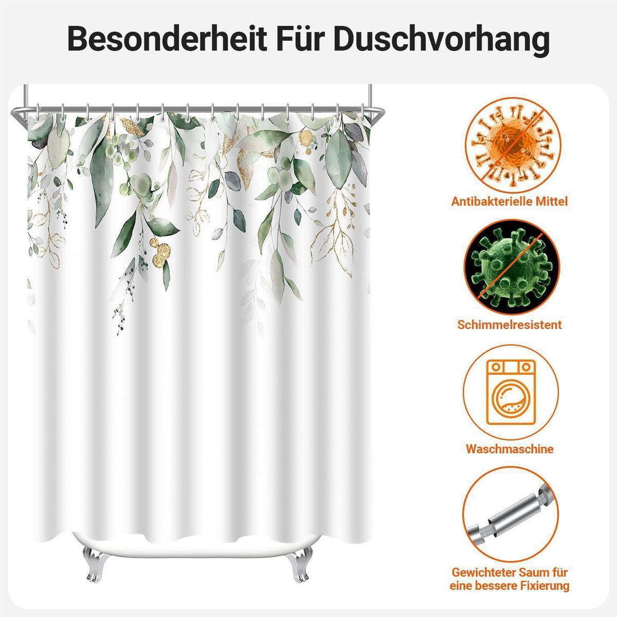 DUSCHVORHANG Goldene Blätter 200 x 200 cm - Multicolor, Textil (200/200cm)