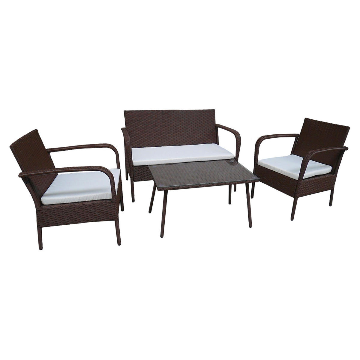 GARTENMÖBEL Lipari Braun und Elfenbein 4 Plätze - Braun, Kunststoff - Happy Garden