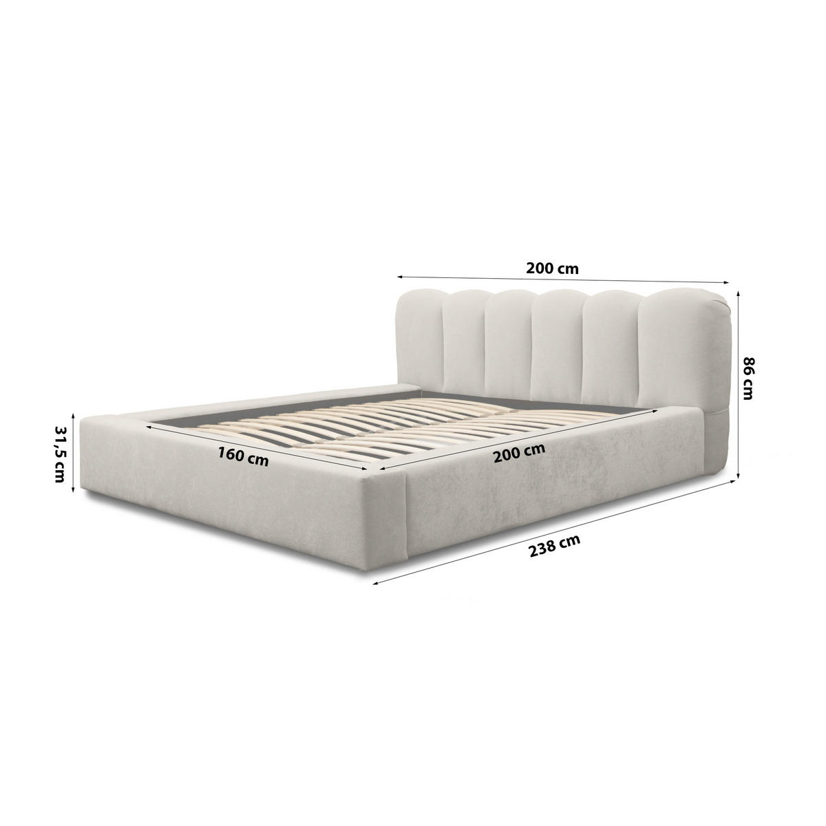 POLSTERBETT schenilen Struktur Ranera 160x200 cm, Braun - Braun, Textil (160/200cm) - Fedve
