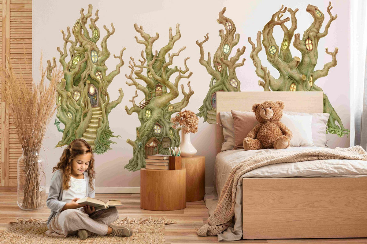 WANDAUFKLEBER 60x168cm - Zauberhäuser - Multicolor, Kunststoff (60/168/0.1cm) - Wallfluent