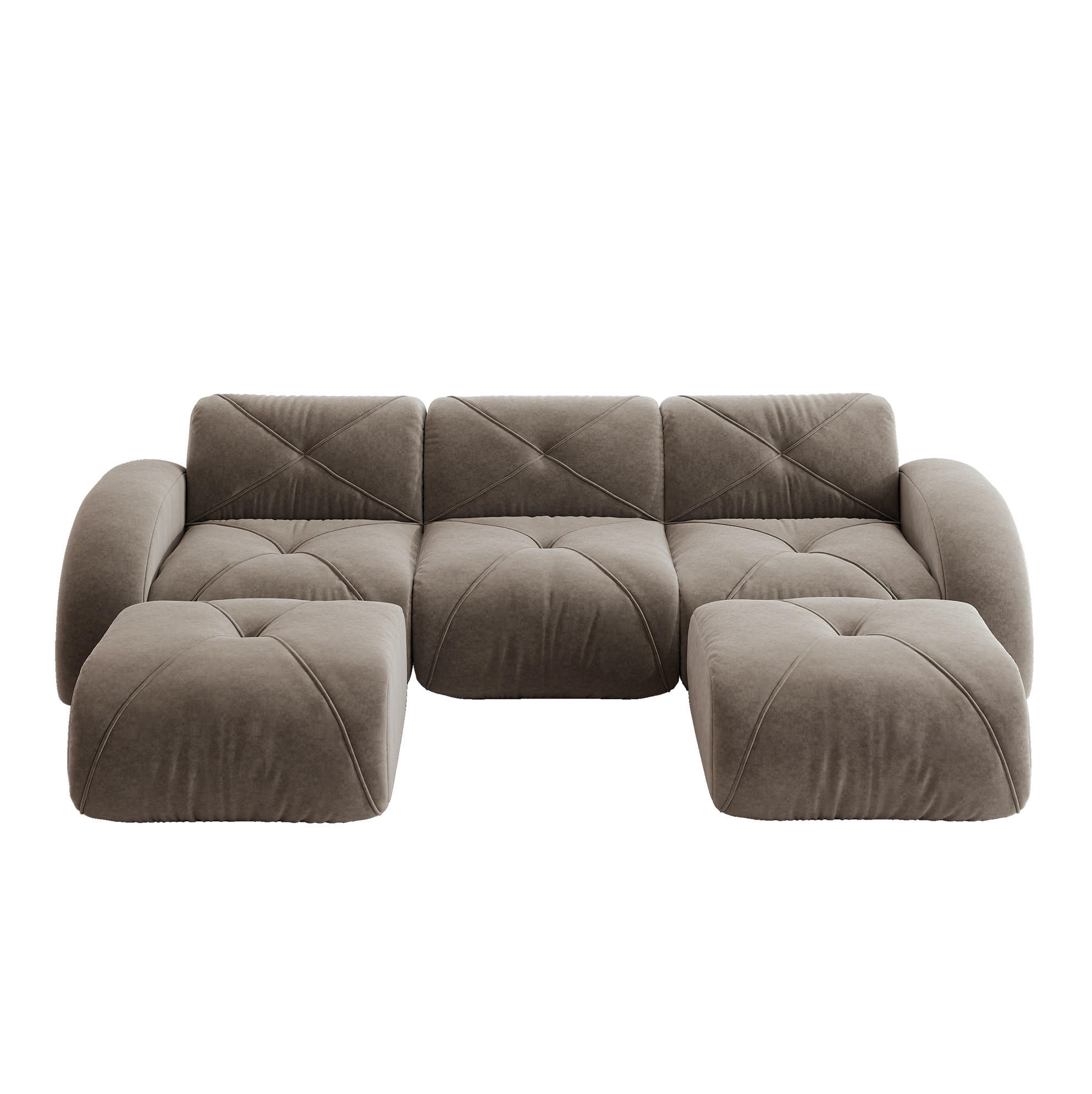 Flora Grace Wohnlandschaft Taupe 171x76x281 cm