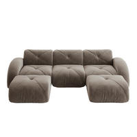 WOHNLANDSCHAFT 281/171/76 cm in Taupe aus Chenille mit 2 Hockern - Taupe, Textil (171/76/281cm) - Flora Grace