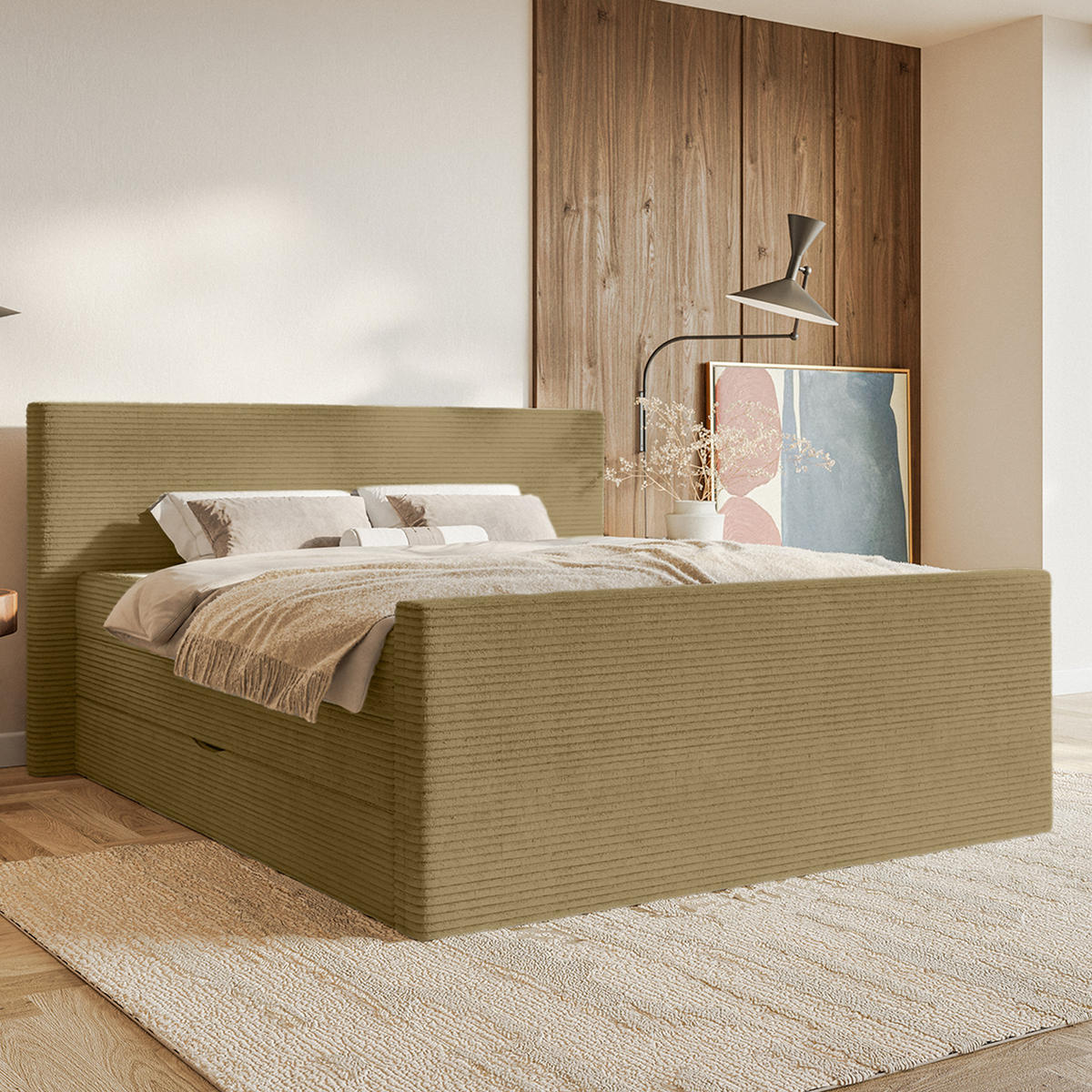 BOXSPRINGBETT Velipoja Cord 160x200 cm, Braun - Braun, Textil (160/200cm) - Fedve