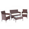 POLY-RATTAN GARNITUR Braun, Cremeweiß - Braun/Weiß, Kunststoff - MCW