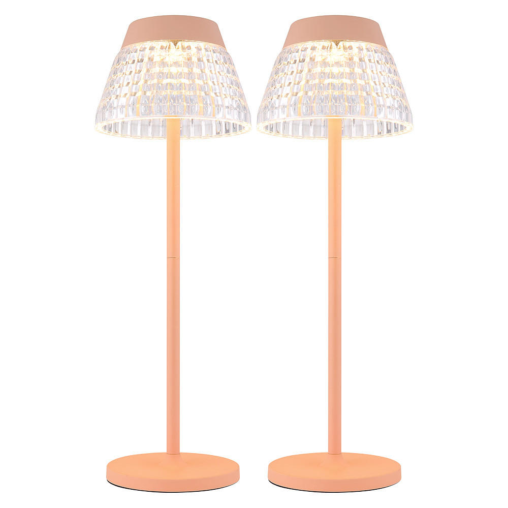 LED TISCHLEUCHTE Lora pfirsichfarben 2er Set - Orange, Metall (13.5/13.5/38cm) - Globo Lighting