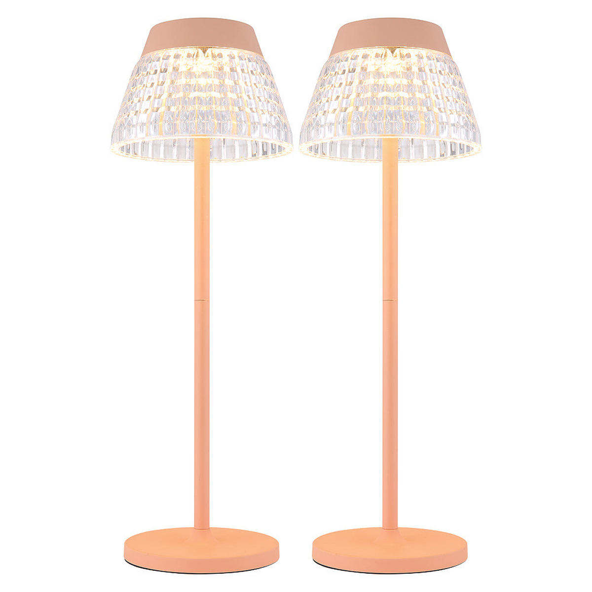 LED TISCHLEUCHTE Lora pfirsichfarben 2er Set - Orange, Metall (13.5/13.5/38cm) - Globo Lighting