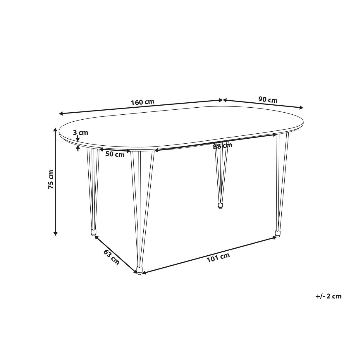 JÍDELNÍ STŮL Světle hnědý 160/90 cm Cavell - světle hnědá, kompozitní dřevo (160/90/75cm) - Beliani