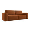 3-SITZER SOFA mit Schlaffunktion Samt Stoff Orange - Terra cotta/Schwarz, Kunststoff/Textil (242/91/100cm) - Makamii