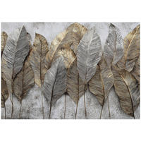 FOTOTAPETE Blätter Federn 3D Effekt Wohnzimmer 350x250 - Multicolor, Papier (350/250cm) - Wallarena