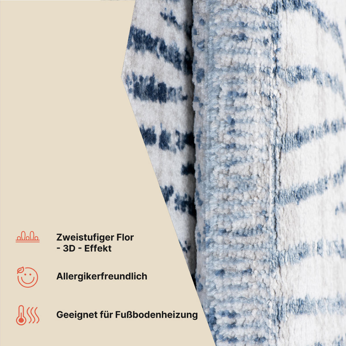 TEPPICH SKY Blau 80/150 cm - Blau, Kunststoff (80/150cm) - Tapiso