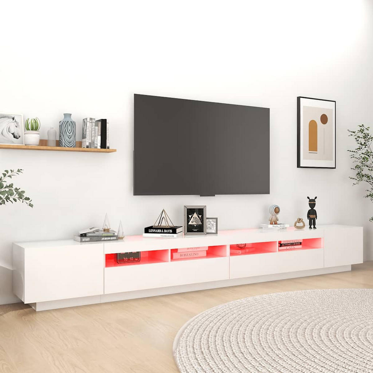 TV-SCHRANK Mit Led-Leuchten Weiss 300/35/40 Cm - Weiß, Holzwerkstoff (300/40/35cm) - vidaXL