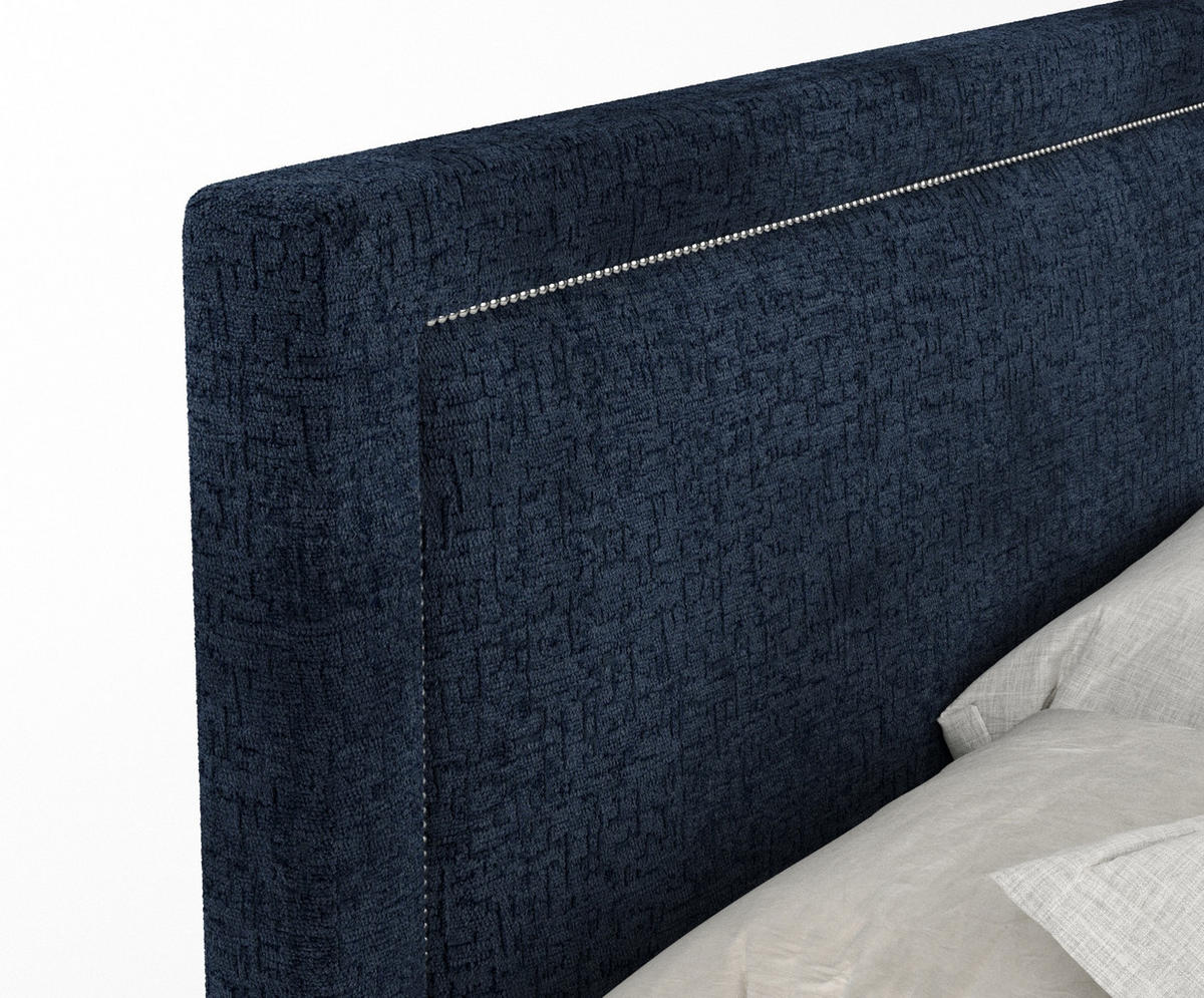 BOXSPRINGBETT Lavenda Marineblau 140/200 cm - Schwarz/Dunkelblau, Holz/Holzwerkstoff (140/200cm) - Maison de Reve