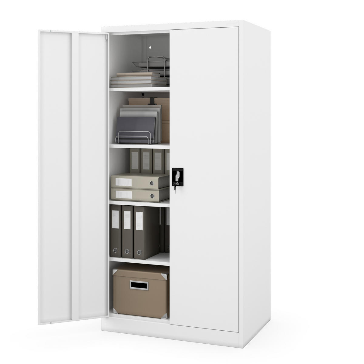 METALLSCHRANK für Büro und Werkstatt JAN D600 - Weiß, Metall (90/185/60cm) - Jan Nowak