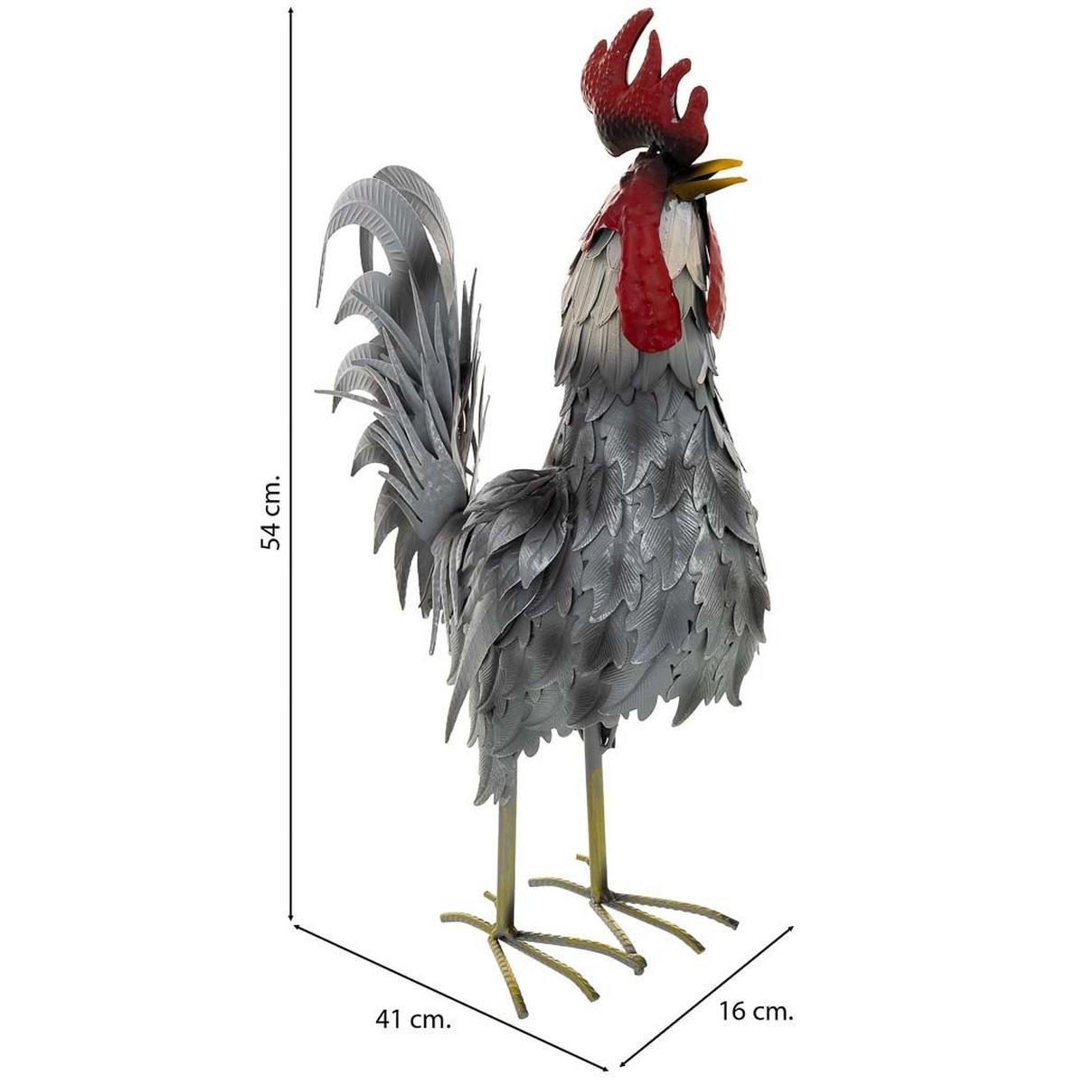 HAHNFIGUR aus metall 41x16x54cm - Grau, Metall (41/54/16cm) - Wanderlust