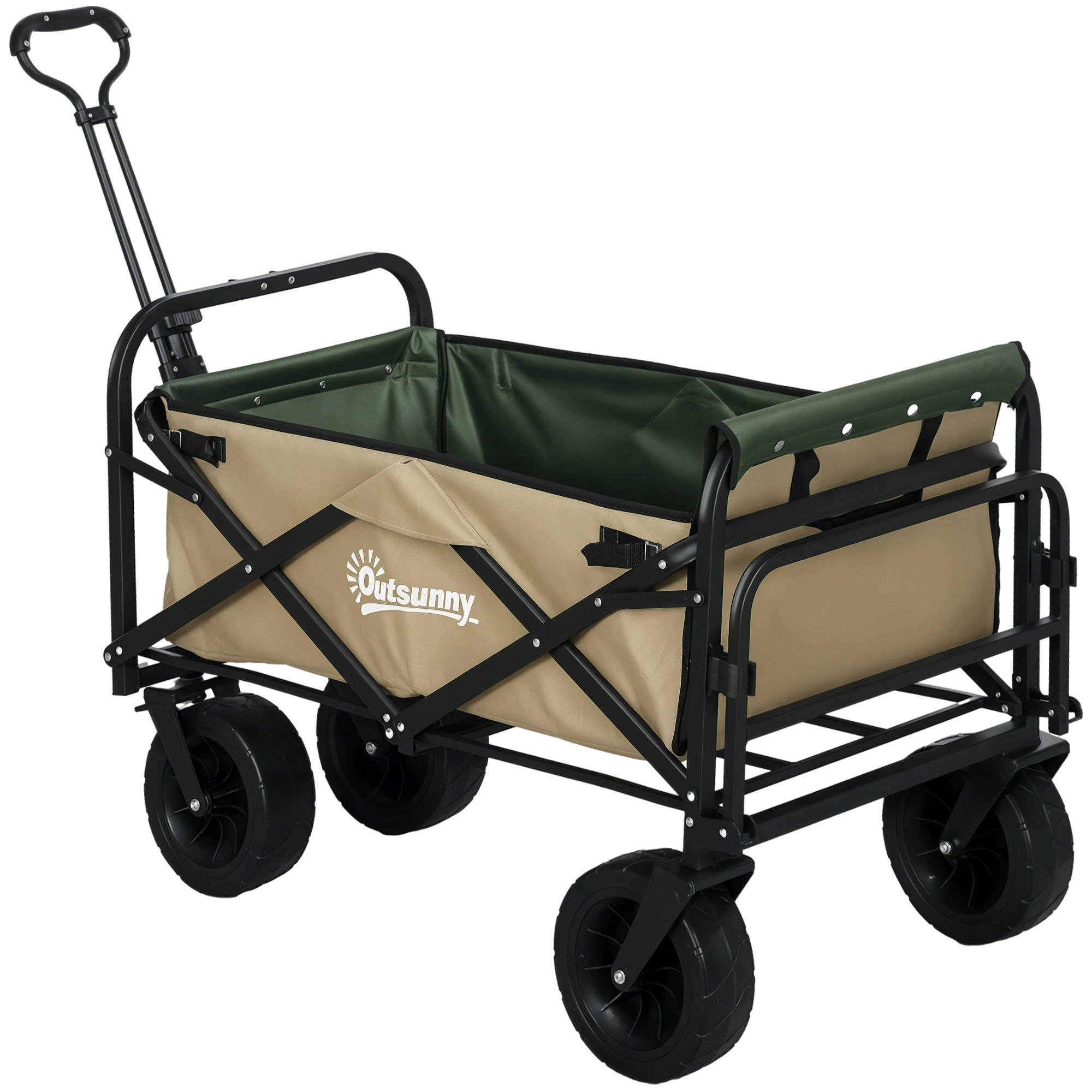 GARTENWAGEN DE-10347 faltbar 110 L, Teleskopgriff Khaki - Taupe, Metall (57/100/94cm) - ComfortXL