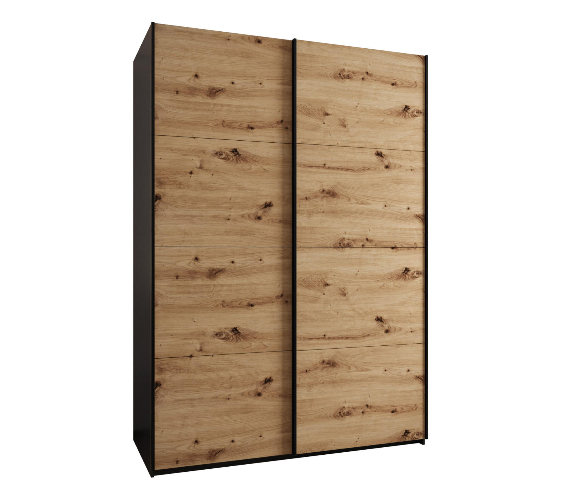 SCHWEBETÜRENSCHRANK 245,5/180/64 2-türig - Schwarz/Eiche Artisan, Holz/Metall (180/245/64cm) - Abiks Möbel