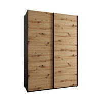 SCHWEBETÜRENSCHRANK 245,5/180/64 2-türig - Schwarz/Eiche Artisan, Holz/Metall (180/245/64cm) - Abiks Möbel