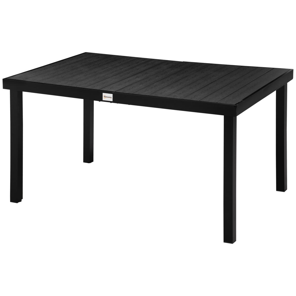 GARTENTISCH DE-07301 für 6 Personen mit Holzoptik Schwarz - Schwarz, Kunststoff/Metall (140/90/74cm) - ComfortXL