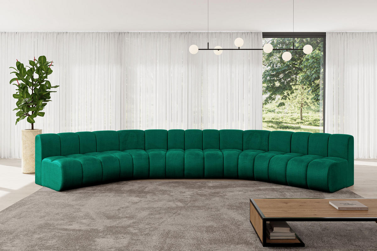 WOHNLANDSCHAFT modulares Sofa Montra-U1 - 490x174x70 cm Grün - Dunkelgrün, Holzwerkstoff/Textil (490/70/174cm) - ALTDECOR