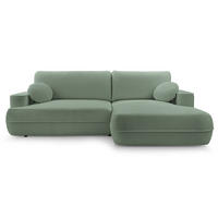 ECKSOFA Fuerro Salbeigrün Strukturstoff - Schwarz/Hellgrün, Kunststoff/Textil (168/260cm) - Selsey