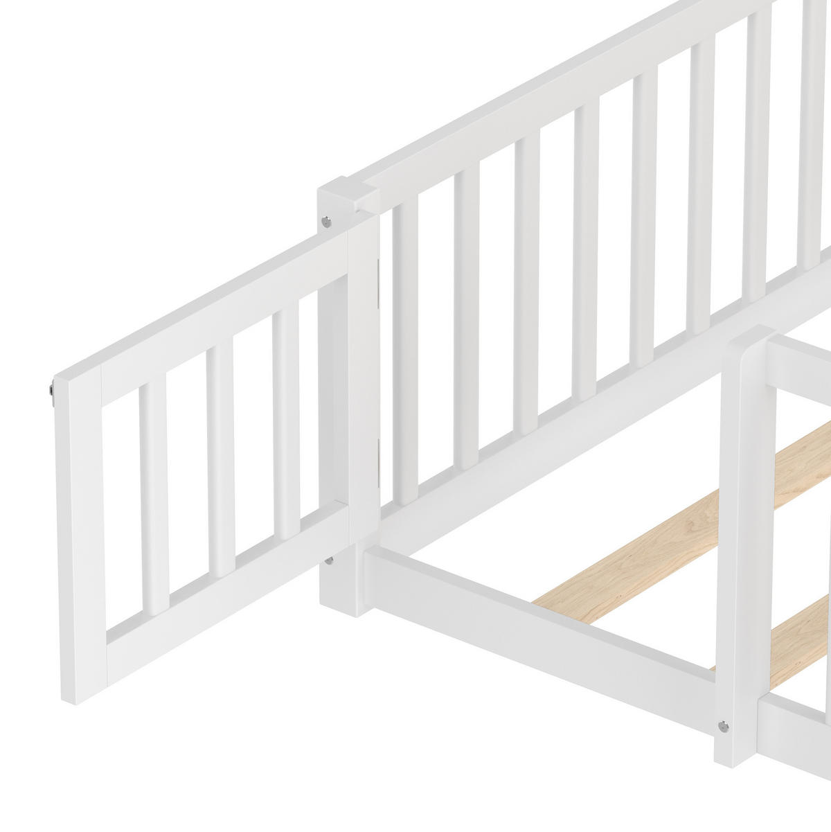 POLSTERBETT 140/190 cm Weiß aus Kiefernholz und MDF mit Hausrahmen - Weiß, Holz (140/190cm) - OKMYHOME