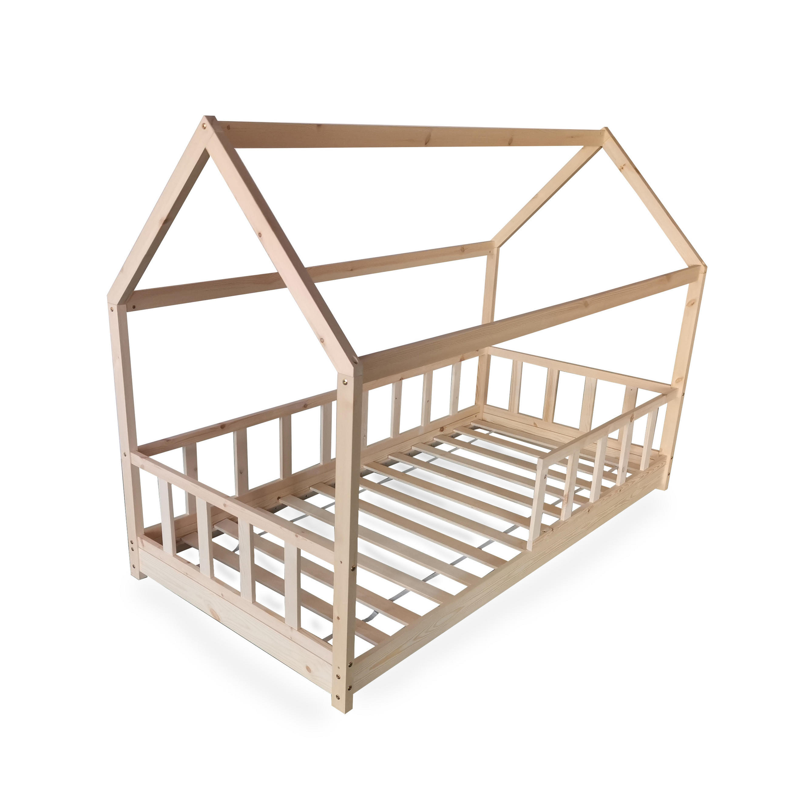 HAUSBETT KIWI mit Lattenrost / Kinderbett 90x190 - Naturholz - Naturfarben, Holz (90/190cm) - Weber Industries