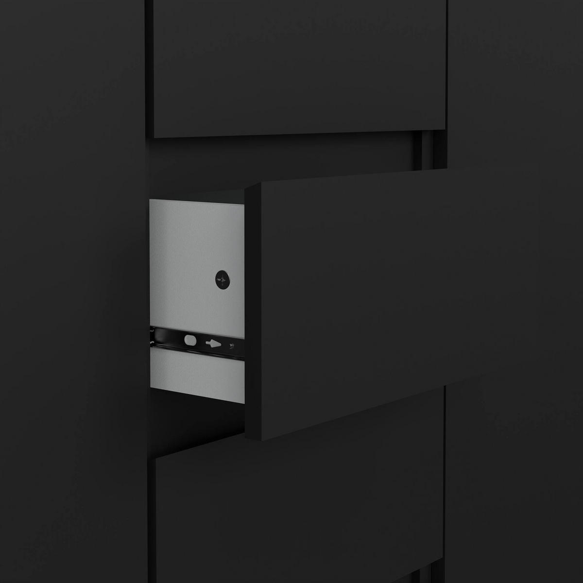 KOMMODE Schwarz 50/120.8/90.7 cm - Schwarz, Holzwerkstoff (121/91/50cm) - DMORA