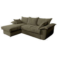 ECKSOFA DAMETO Grün Cord - Schwarz/Olivgrün, Kunststoff/Textil (266/174cm) - KAWOLA