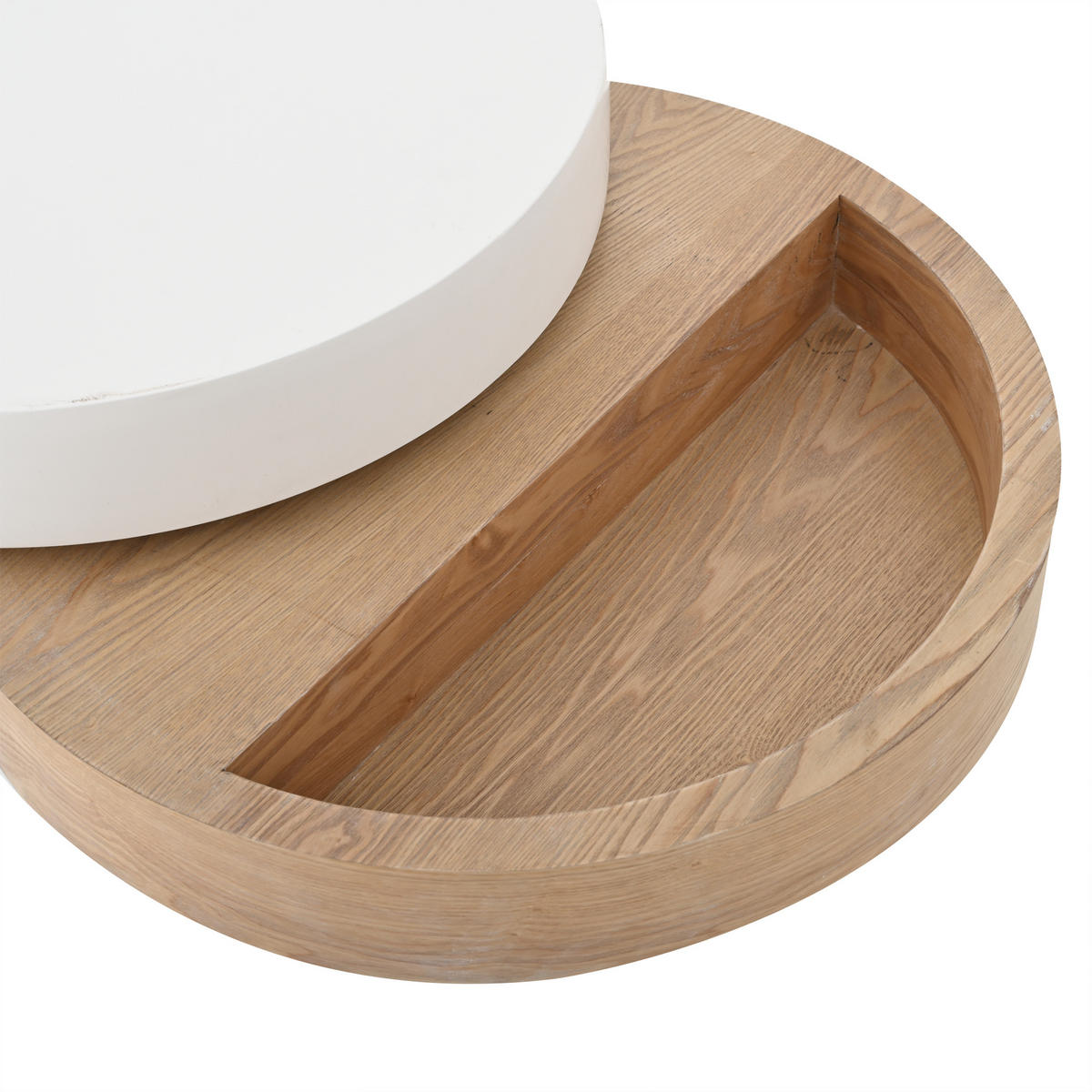 COUCHTISCH Weiß/Natur 360° drehbar mit Stauraum 60/60/35 cm - Weiß, Holzwerkstoff (60/60/35.1cm) - PANGIVO