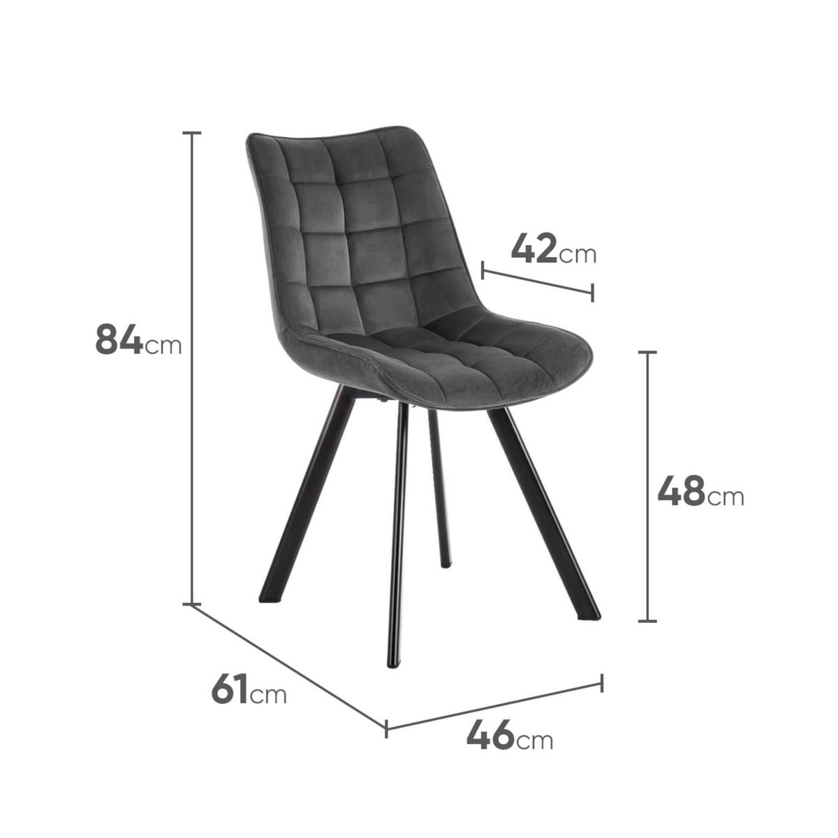 STUHL MODI K332 - Schwarz/Grau, Holzwerkstoff/Metall (46/84/61cm) - Meblini