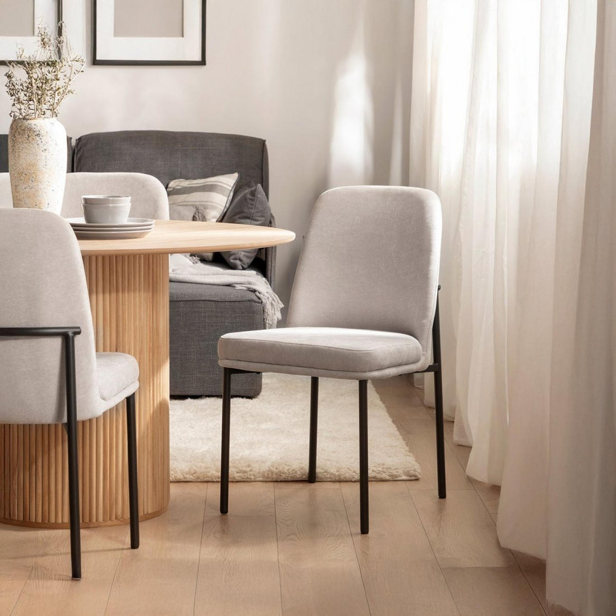 ESSZIMMERSTUHL Leila Grau 46 cm x 87 cm - Grau, Textil (46/87/59cm) - Klast Home