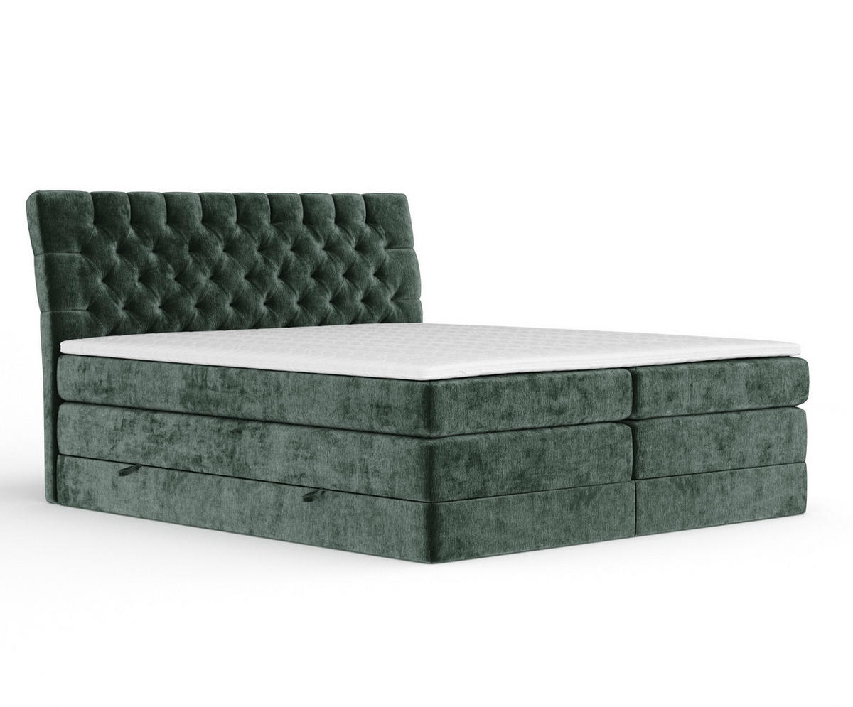 BOXSPRINGBETT Seraphine Grün 160/200 cm - Schwarz/Grün, Holz/Holzwerkstoff (160/200cm) - Maison de Reve