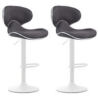 BARHOCKER 2er Set Stoff dunkelgrau - Dunkelgrau/Weiß, Textil/Metall (46/88/49cm) - CLP