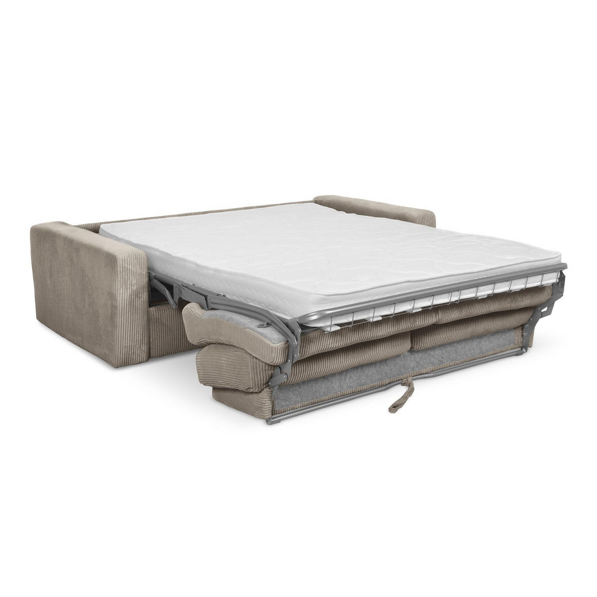 3-SITZER SOFA mit Schlaffunktion Cord Stoff Beige - Beige/Schwarz, Kunststoff/Textil (195/80/100cm) - LaMiaSofa