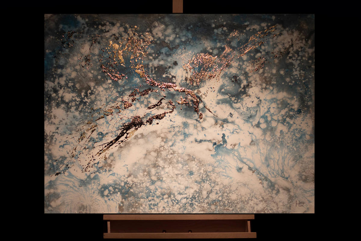 ACRYLBILD HANDGEMALT 100/75 cm - Blau/Weiß, Holz/Textil (100/75cm) - KUNSTLOFT