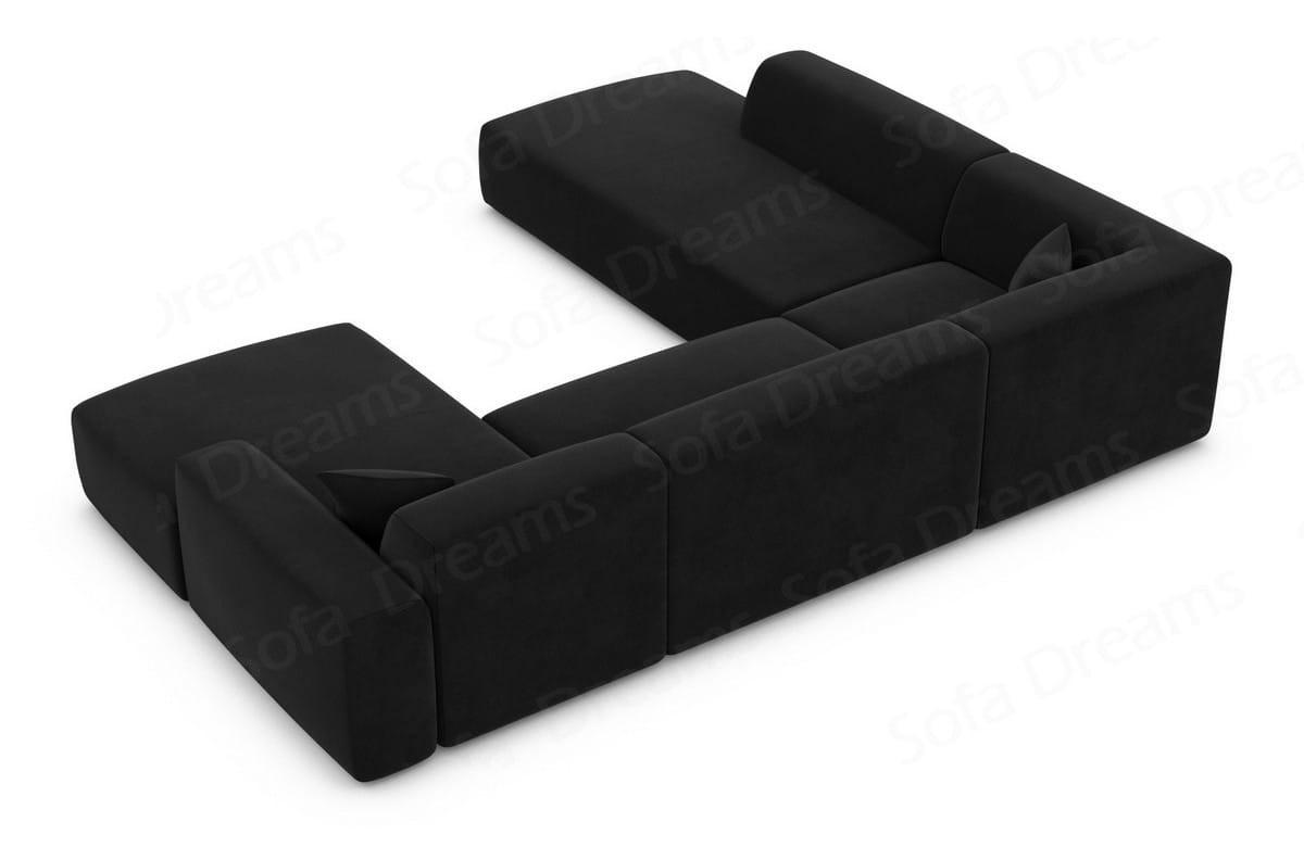 WOHNLANDSCHAFT Genova Schwarz Samtstoff - Schwarz, Kunststoff (326/70/263cm)