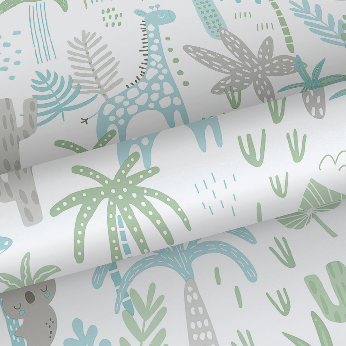TAPETE Dschungeltiere 53 cm x 10 m - Blau, Papier (53/0.1cm) - Sanders & Sanders