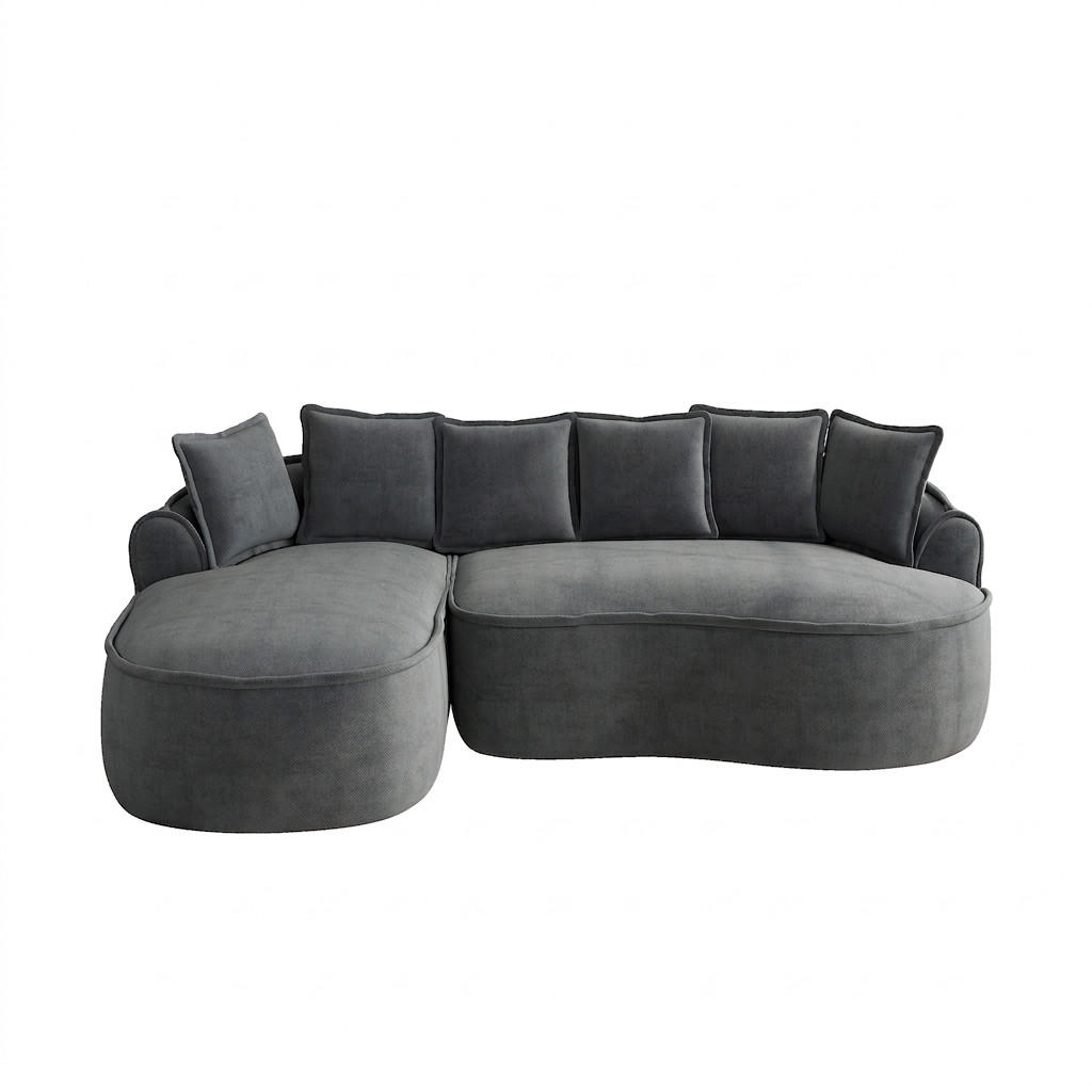 ECKSOFA 252/164/67 cm Grau Chenille mit Kissen, Linke Seite - Grau, Textil (252/164cm) - Oxeza