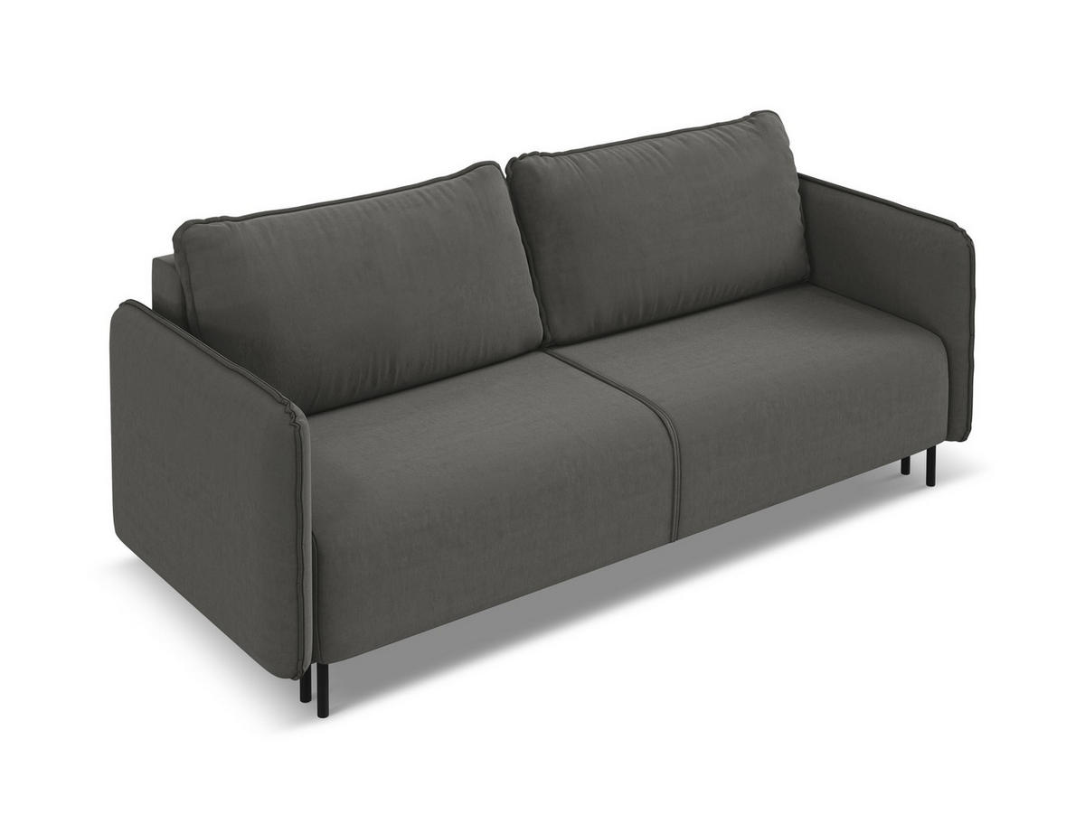 3-SITZER SOFA mit Schlaffunktion Samt Stoff Grau - Dunkelgrau/Schwarz, Holz/Textil (226/90/92cm) - Makamii