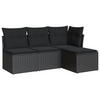 GARTEN-SOFAGARNITUR 4-teilig Mit Kissen Schwarz Poly Rattan - Schwarz, Kunststoff - vidaXL