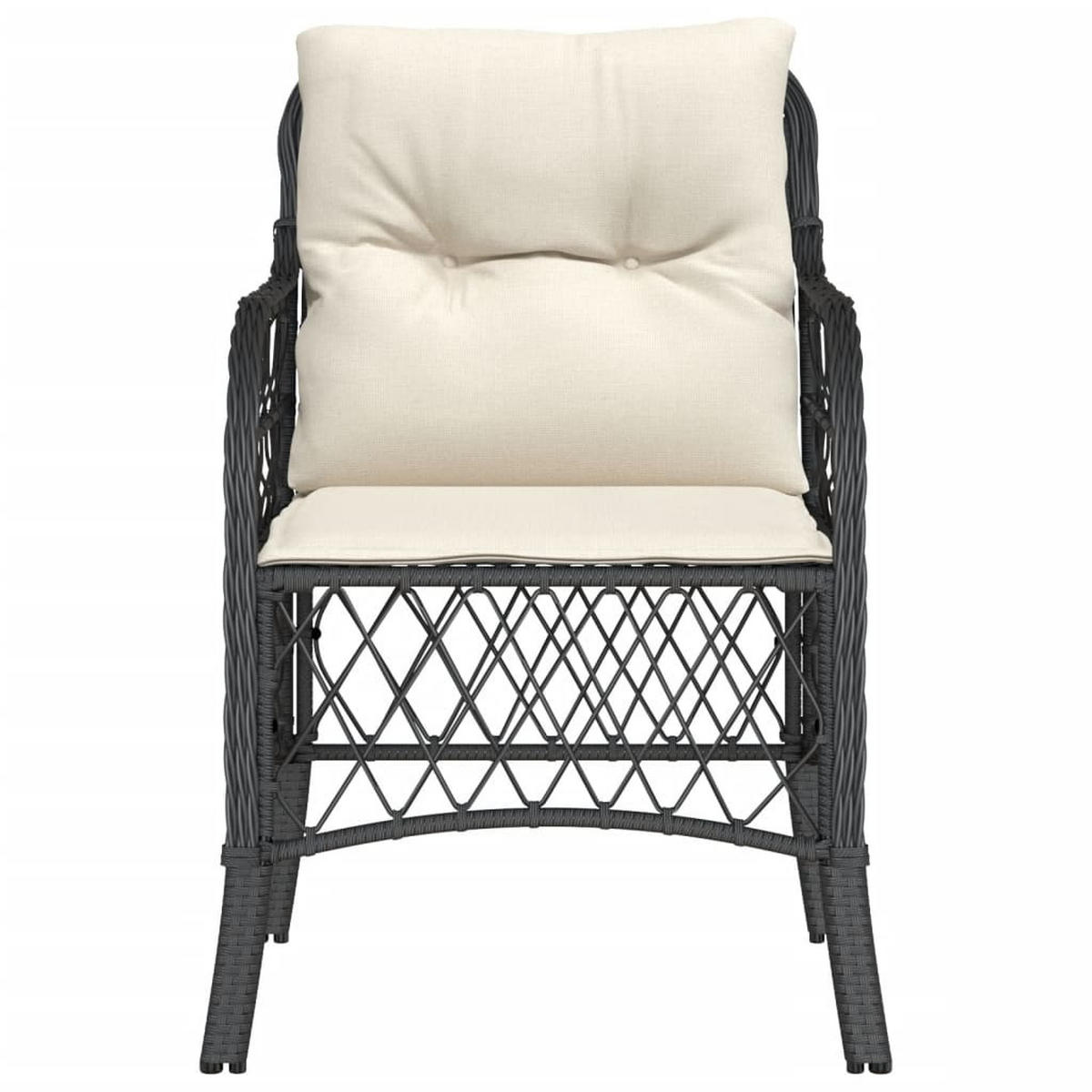 GARTENSTÜHLE Mit Kissen 2er Set Schwarz Poly Rattan - Schwarz, Kunststoff (58.5/86/67cm) - vidaXL