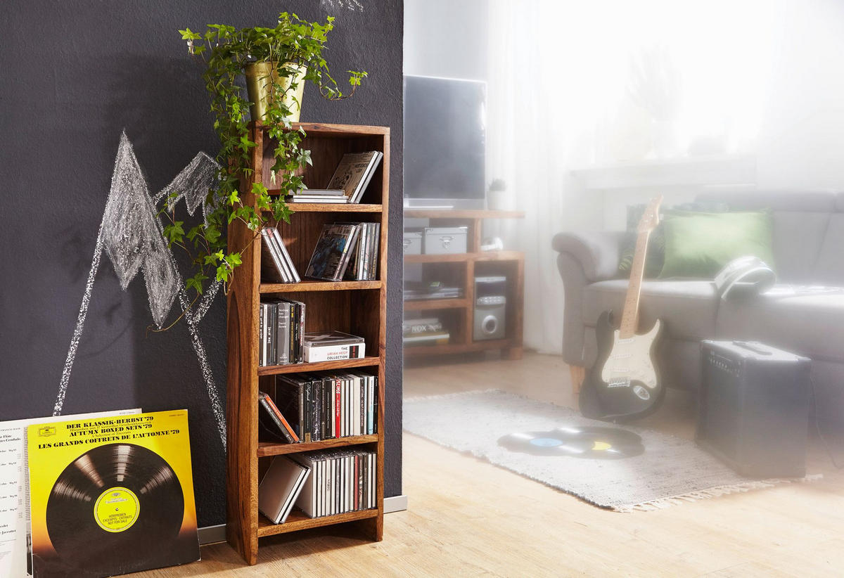 CD-REGAL Massivholz Pflegeleicht 90cm, Braun 30x17x90 cm - Braun, Holz (30/90/17cm) - KADIMA DESIGN