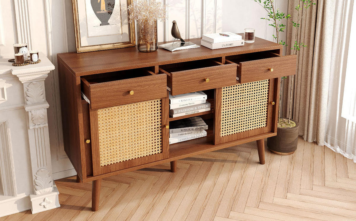 SIDEBOARD 120/40/78 cm Walnussfarben aus MDF mit 3 Schubladen und 3 Türen - Eichefarben, Holzwerkstoff (40/78/120cm) - OKMYHOME