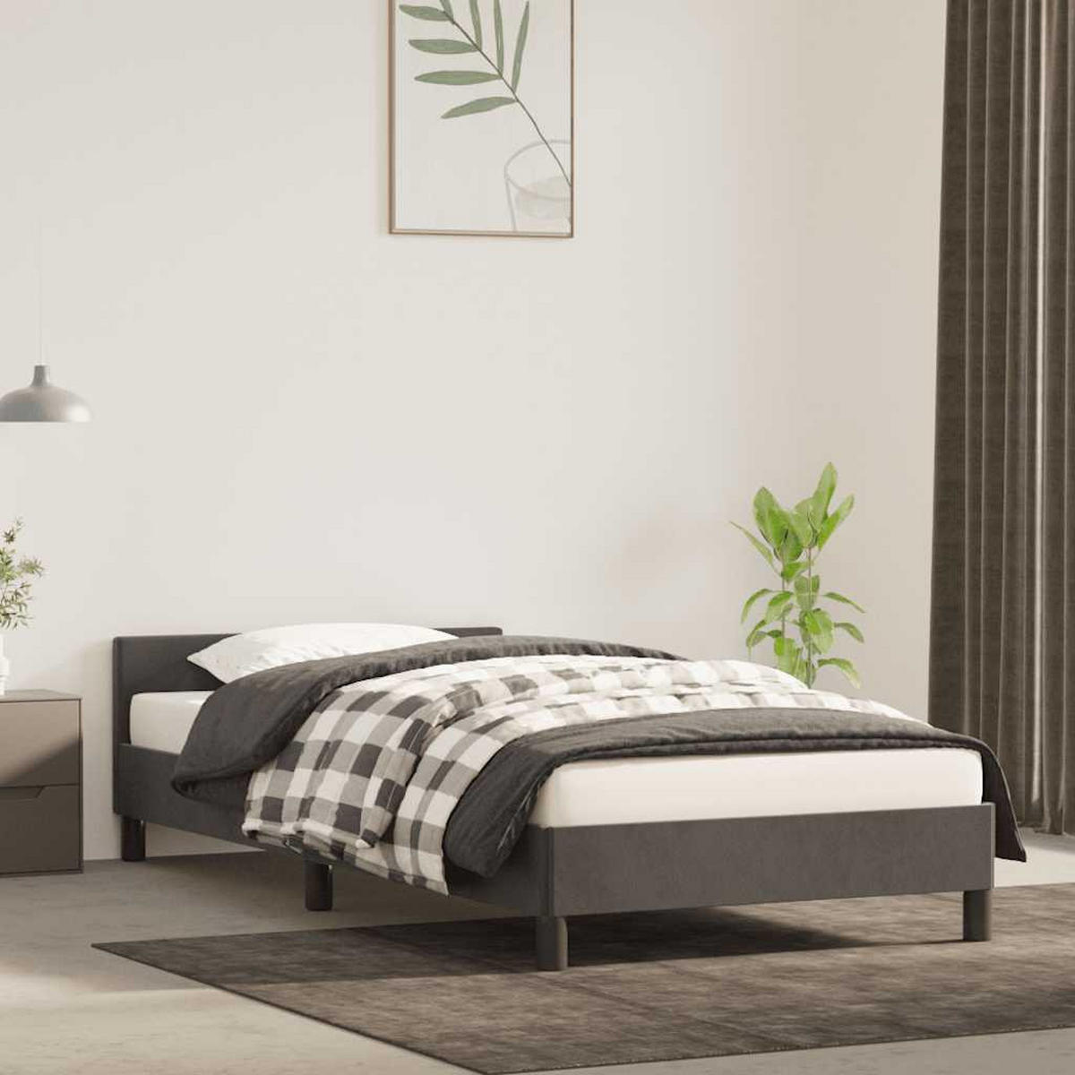 BETTGESTELL Ohne Matratze Dunkelgrau 100/200 Cm Samt - Grau, Holz (100/200cm) - vidaXL