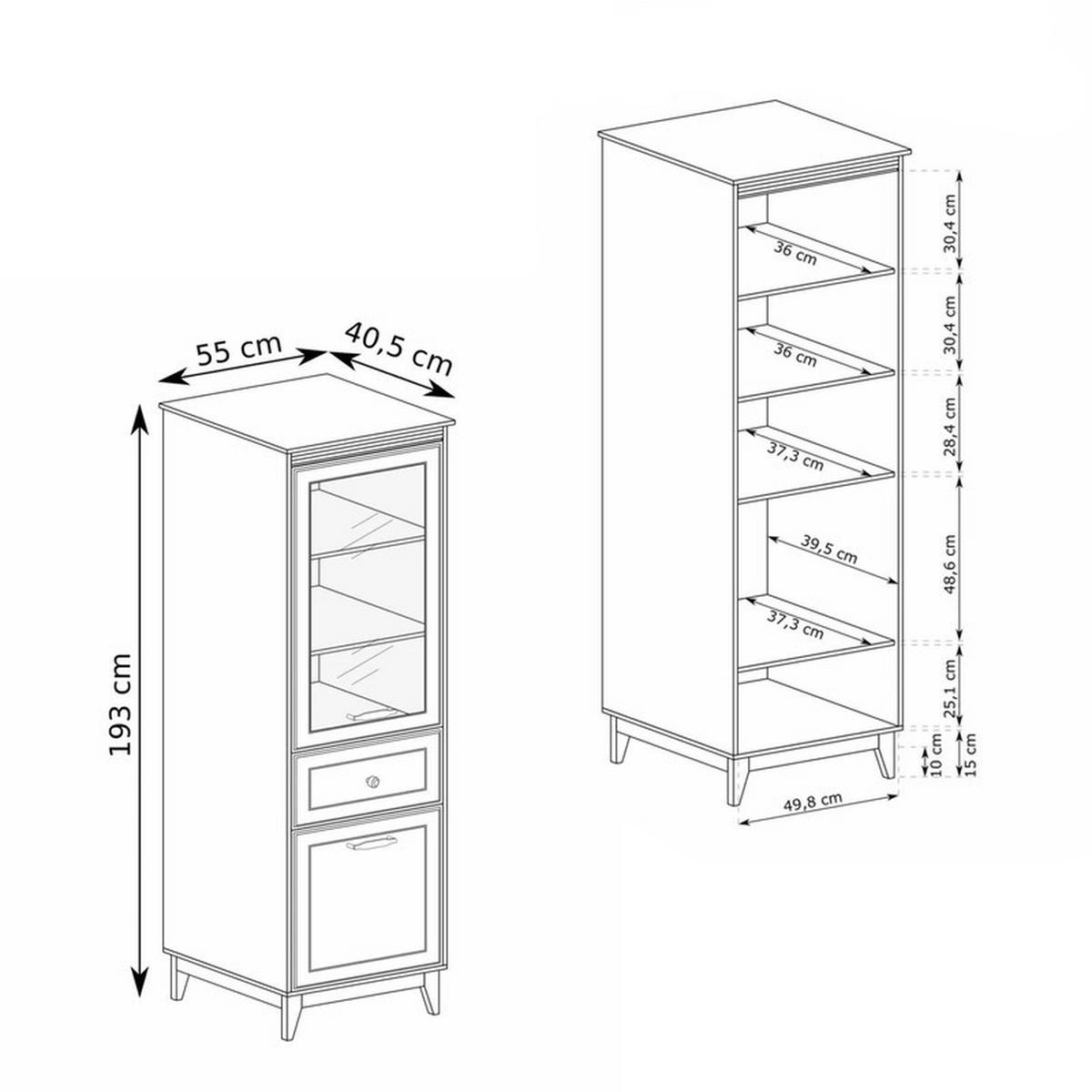 VITRINE DIUNA Glastüren, 55/41/193 cm Kaschmir - Kaschmir, Holzwerkstoff/Metall (55/193/40.5cm) - Idohome