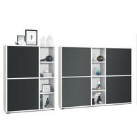 WOHNZIMMERSET Miami Schwarz matt - Schwarz, Holzwerkstoff (214.5/105.5/35.5cm) - Vladon