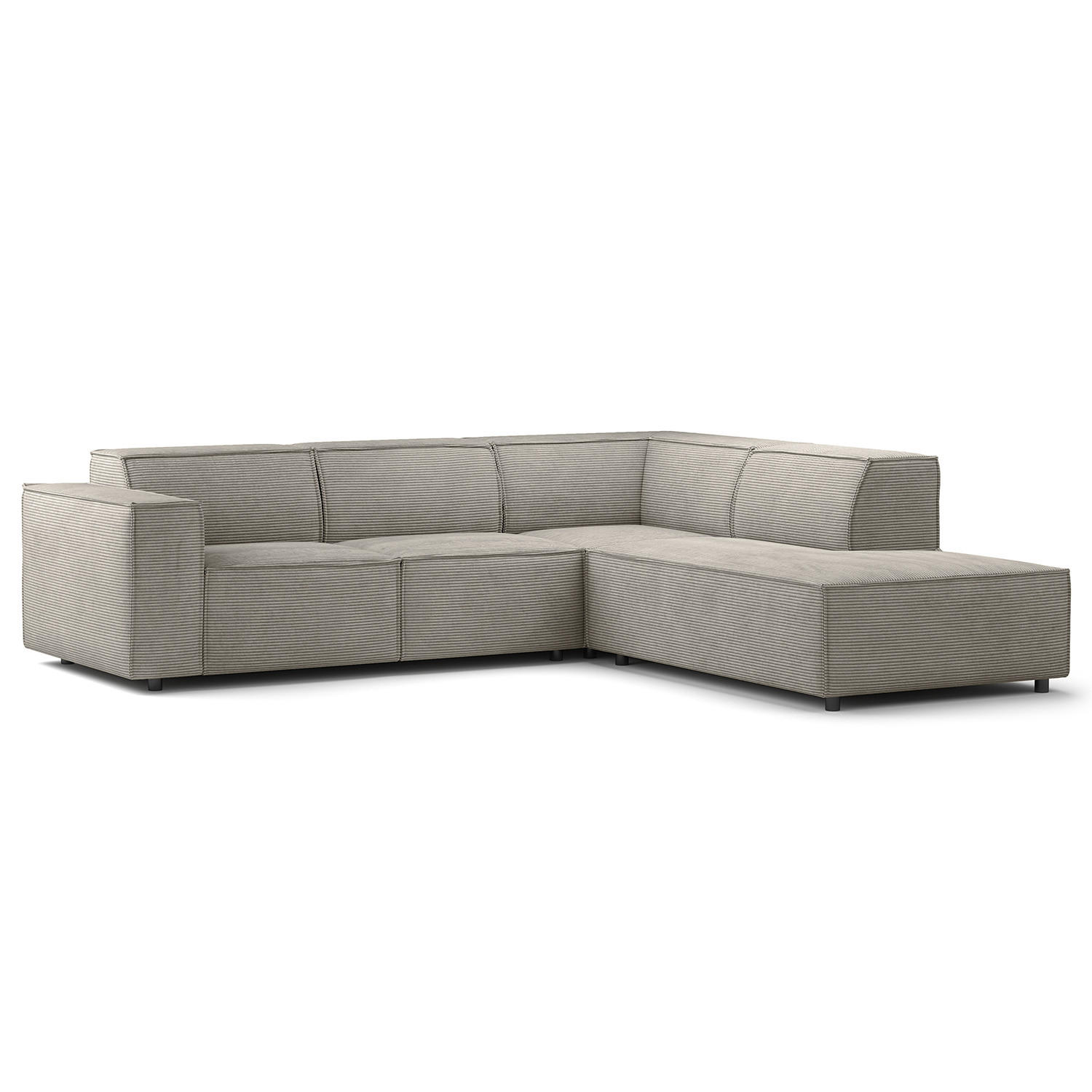 ECKSOFA mit Ottomane - Graubraun/Schwarz, Kunststoff/Textil (260/234cm) - home24