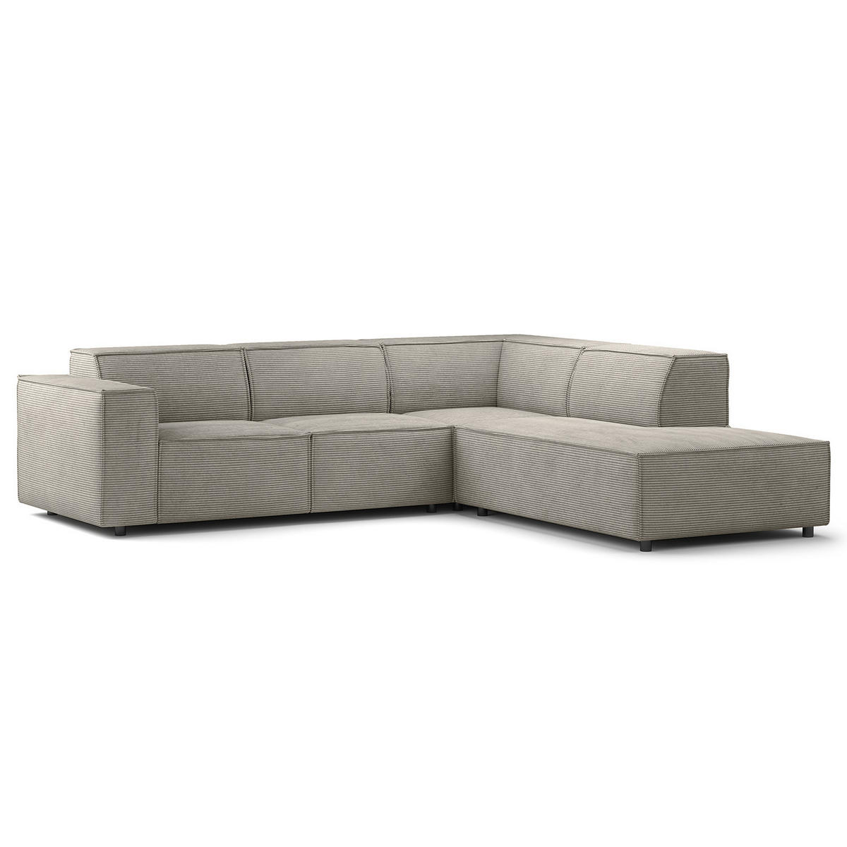 ECKSOFA mit Ottomane - Graubraun/Schwarz, Kunststoff/Textil (260/234cm) - home24